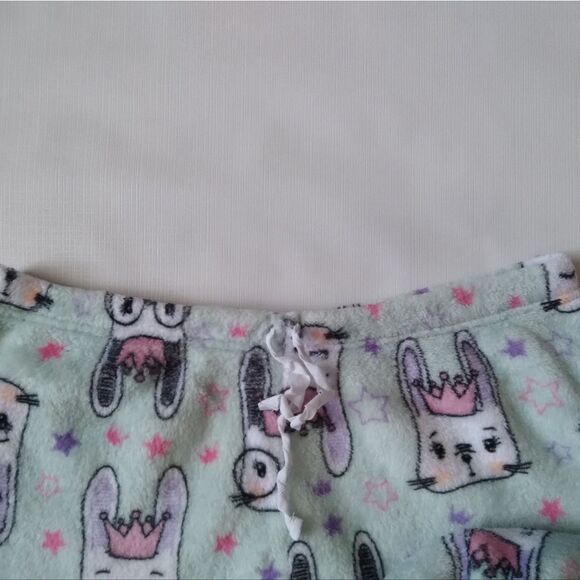 Mystic Apparel Mint Green Soft & Plush Bunny Drawstring Pajama Pants Women's XL - Picture 5 of 10